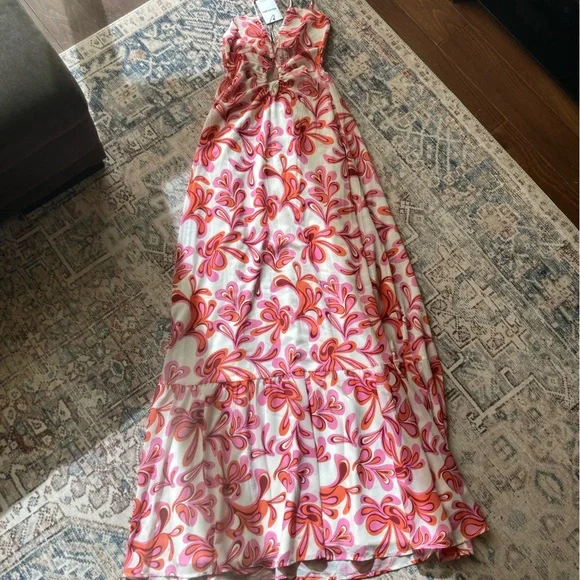Auroray Cross Front Halter Maxi Dress in Pink Swirl - Picture 10 of 14